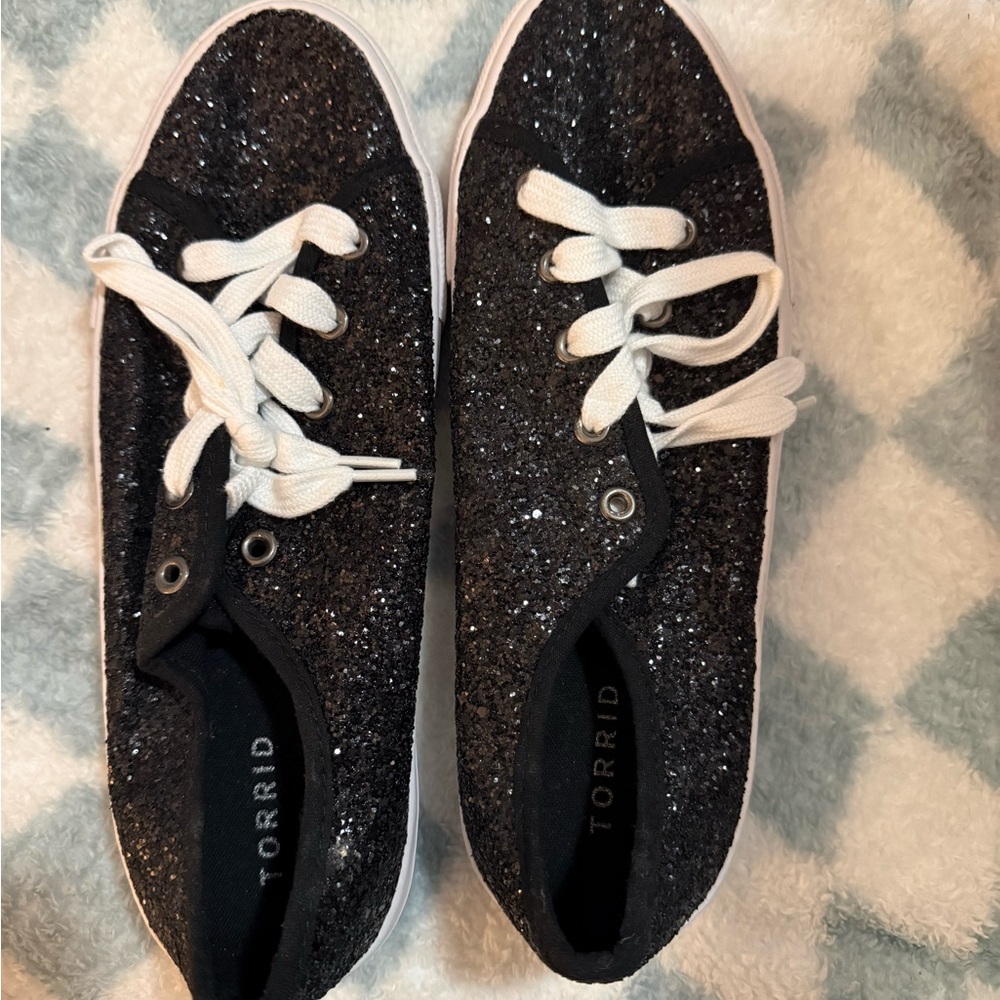 NEW Torrid Black Sparkle glitter Sneakers size 9